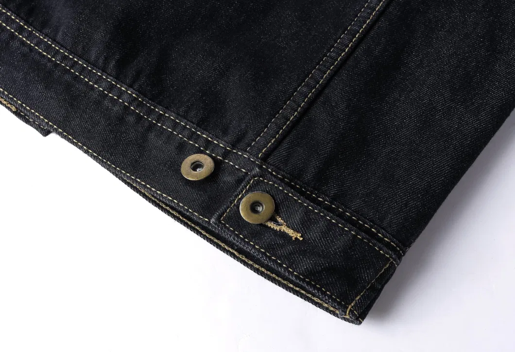 Asiapo China Factory Men&prime;s Casual Regular Fit Button Down Fleece Denim Jean Jacket