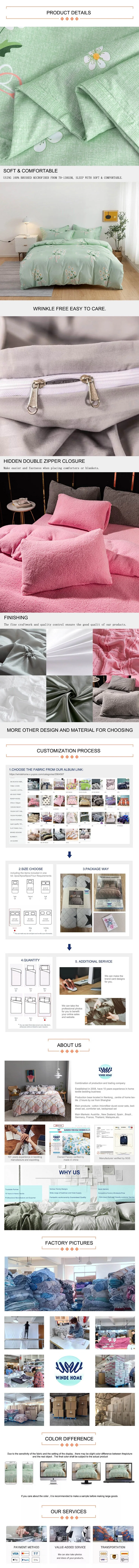 Manufacturer Directly Super Soft Plant Floral Pattern Bedsheets Duvet Cover Set Bedding Collection