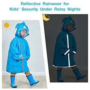 Rain Poncho Kids, Toddler Poncho with Hood, waterproof Rain Jacket Coat, 3D Cartoon Children Rainwear for Girl Boy