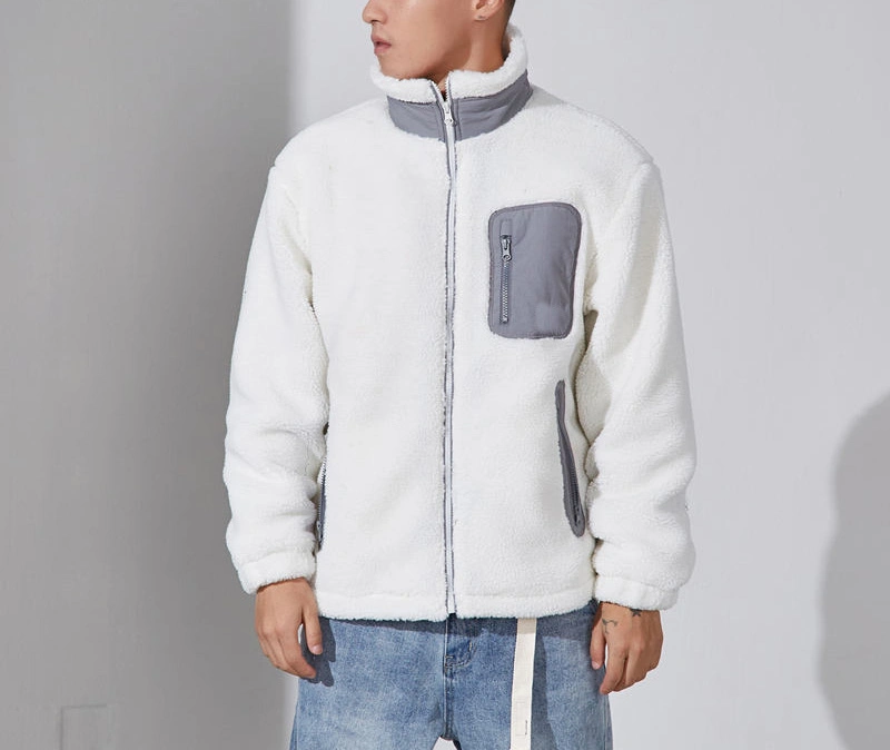 Wholesale Clothing Casual High Street Fashion Jacket Sherpa Fleece Zipper Pocket Men Jackets for Winter Custom Jackets