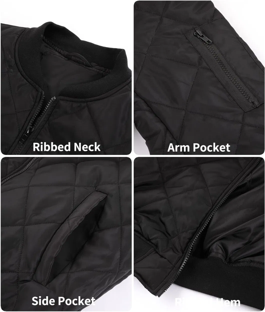 Men&prime;s Ribbed Neck Jacket Winter Apparel Long Sleeve Coat