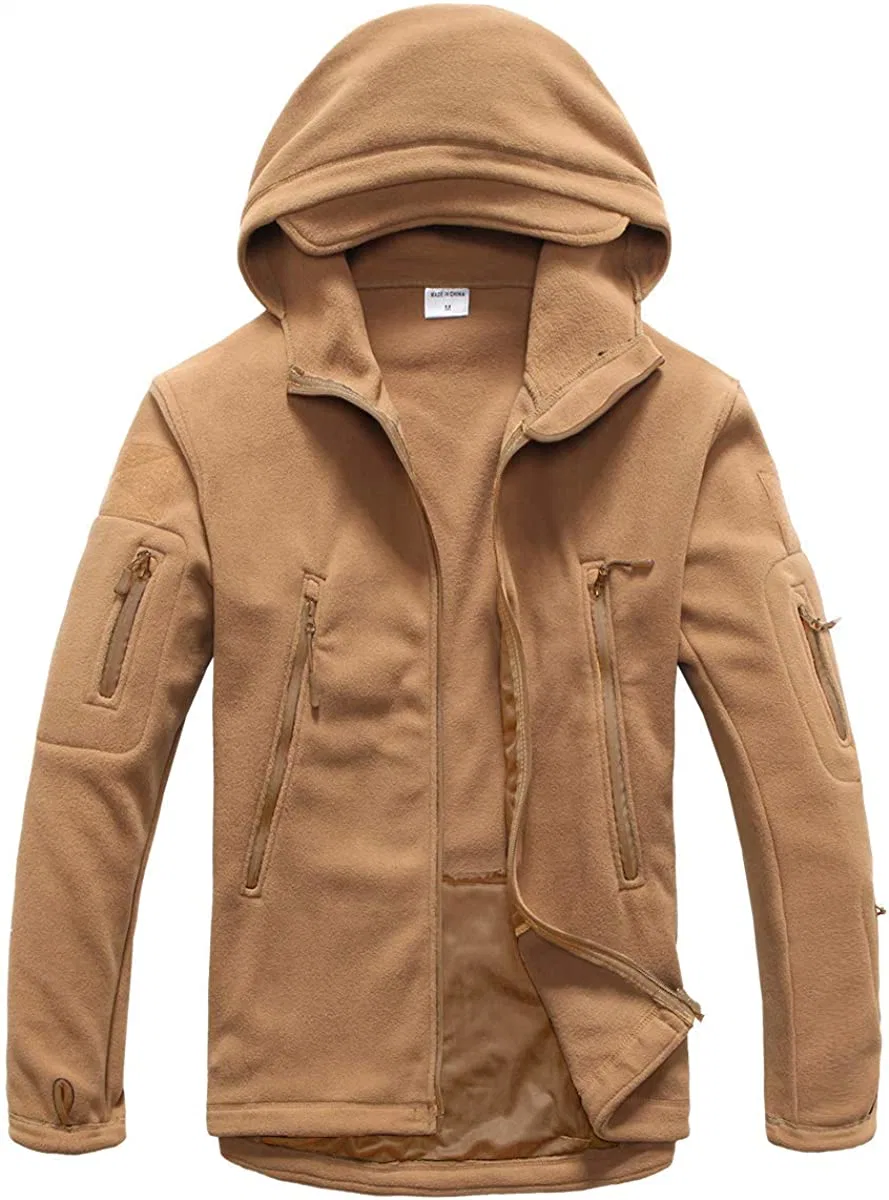 Men&prime;s Hoodie Fleece Jacket Zip-Pockets Warm Winter Jacket Tactical Jacket