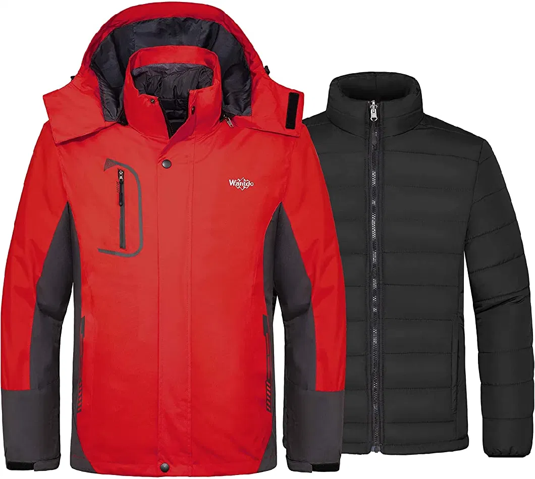 Men&prime;s 3 in 1 Waterproof Ski Jacket Warm Winter Snow Coat Puffer Rain Jacket