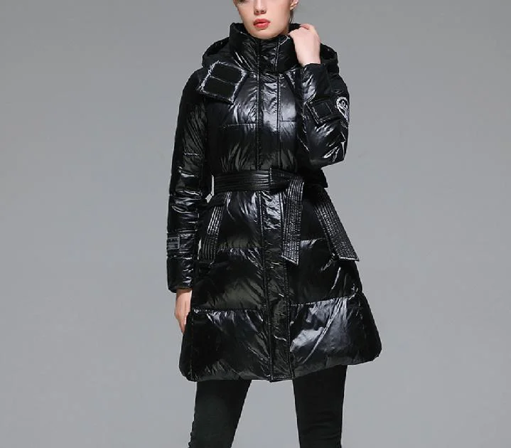 New Fashion High Quality 90% Grey Duck Down Coat Winter Thick Women Long Duck Down Jacket with Hood