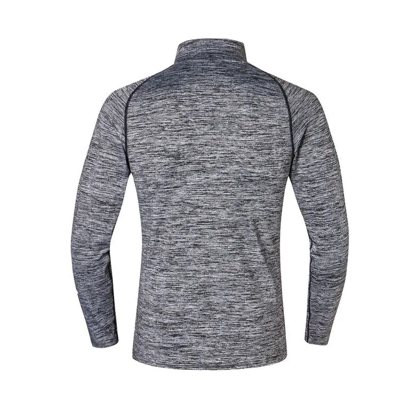 Sports Long-Sleeved T-Shirt Man Half-Open Collar Quick Dry Clothes Outdoor Ventilation