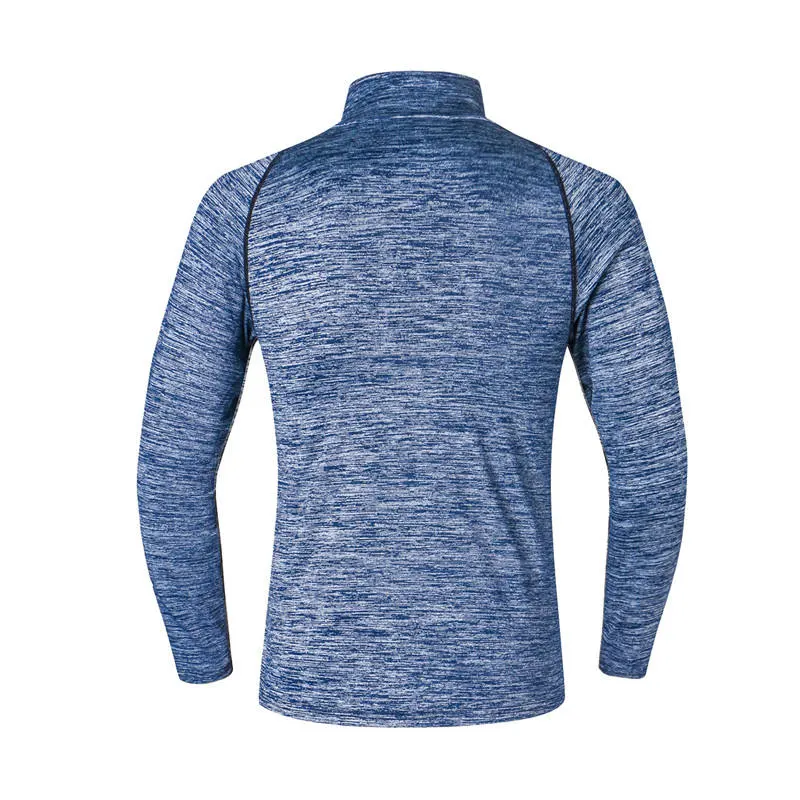 Sports Long-Sleeved T-Shirt Man Half-Open Collar Quick Dry Clothes Outdoor Ventilation