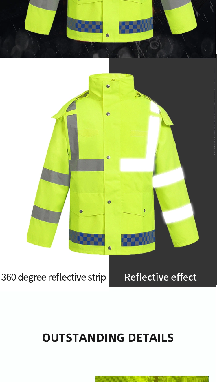 Parka Reflective Padding Keep Warm Coat Jacket Safety Workwear Raincoat