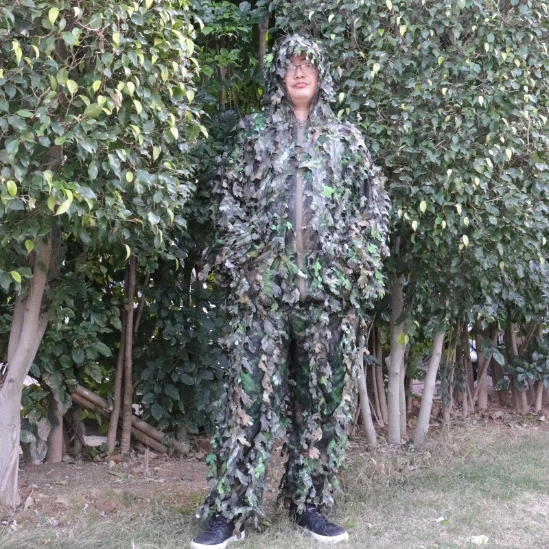 Ghillie Suit 3D Leafy Camo Hunting Suit, Hooded Men&prime; S Outdoor Hunting Clothing