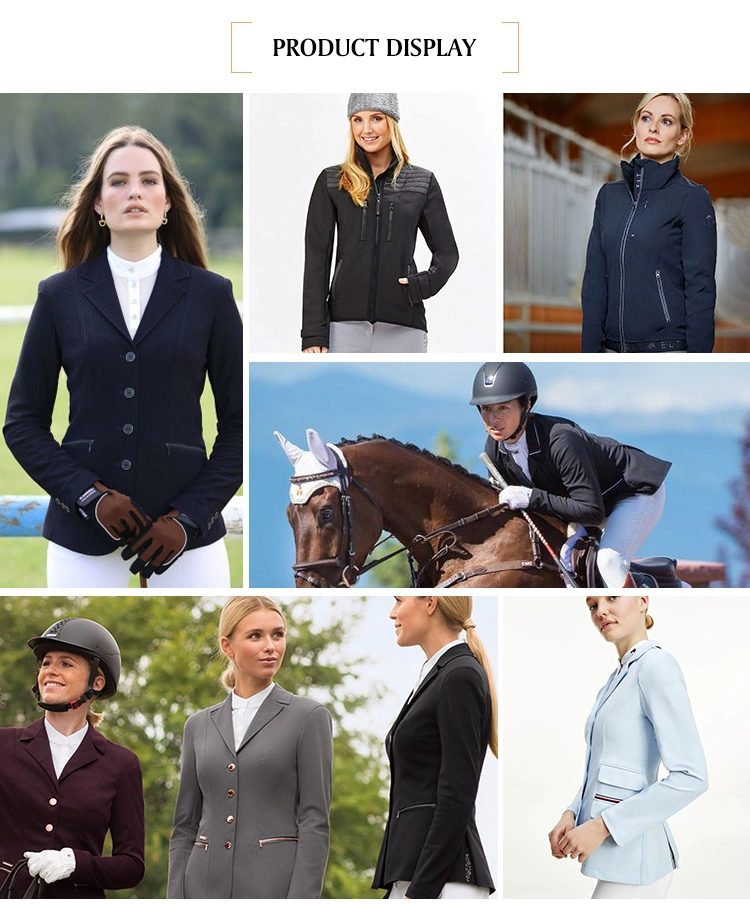 Fashion Pocket Design Women&prime;s Equestrian Jacket Outdoor Sports Horse Riding Competition Show Tops