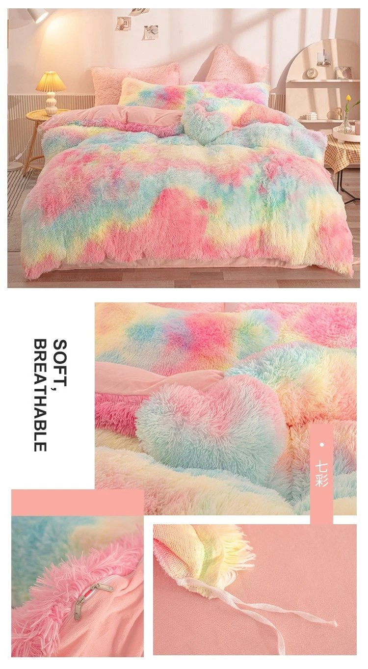 Wholesale Luxury King/Queen Size Faux Fur Velvet Plain Shaggy Mink Fluffy Plush Bedding Quilt Bed Duvet
