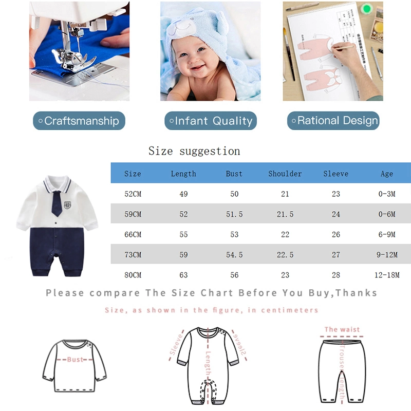 Wholesale Baby Fashion Clothes 100%Cotton Long Sleeve with Tie Cute Pajama Baby Boys Romper