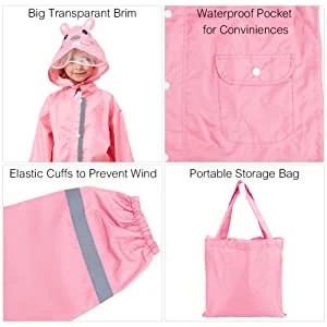 Rain Poncho Kids, Toddler Poncho with Hood, waterproof Rain Jacket Coat, 3D Cartoon Children Rainwear for Girl Boy