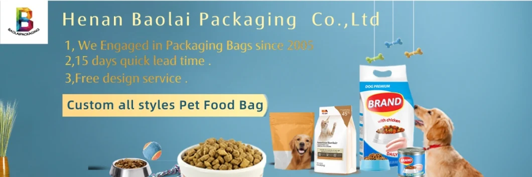 Moisture-Proof Ziplock Aluminum Heat Sealed Resealable Stand up Packaging Bag Cat Dog Pet Food Snack Bag