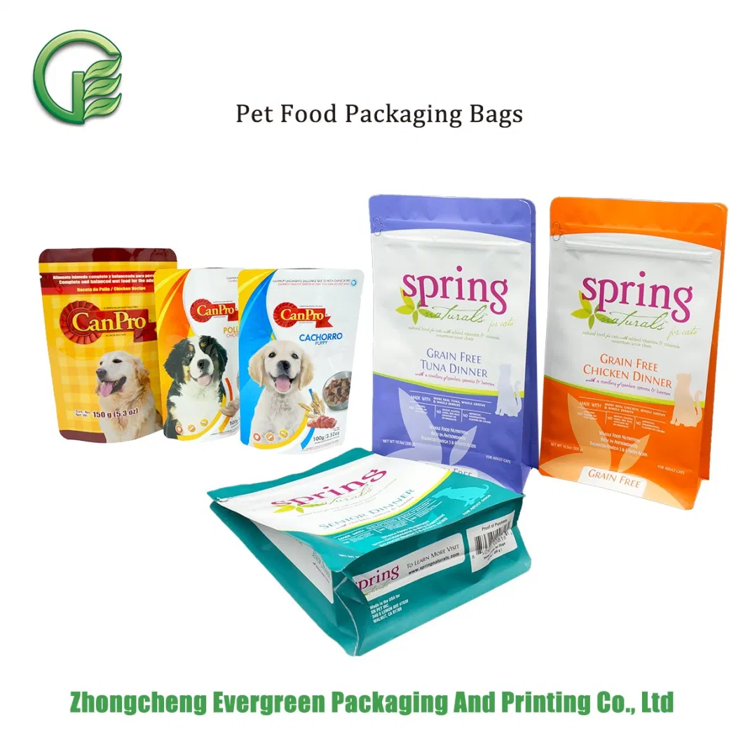 Aluminum Foil Lamination Plastic 4 Side Sealed Bag for Frozen Pet Food Packaging Dog Treats Cat Snacks Cat Litter Packaging Plastic Flat Bottom Pouch