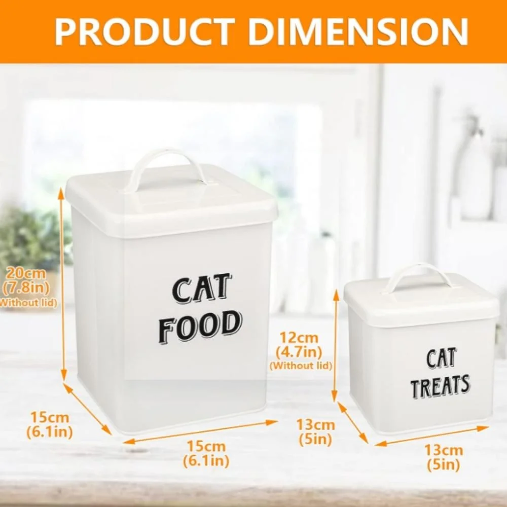 Dog and Cat Food Storage Container Farmhouse Pet Food Treats Holder with Lid and Scoop