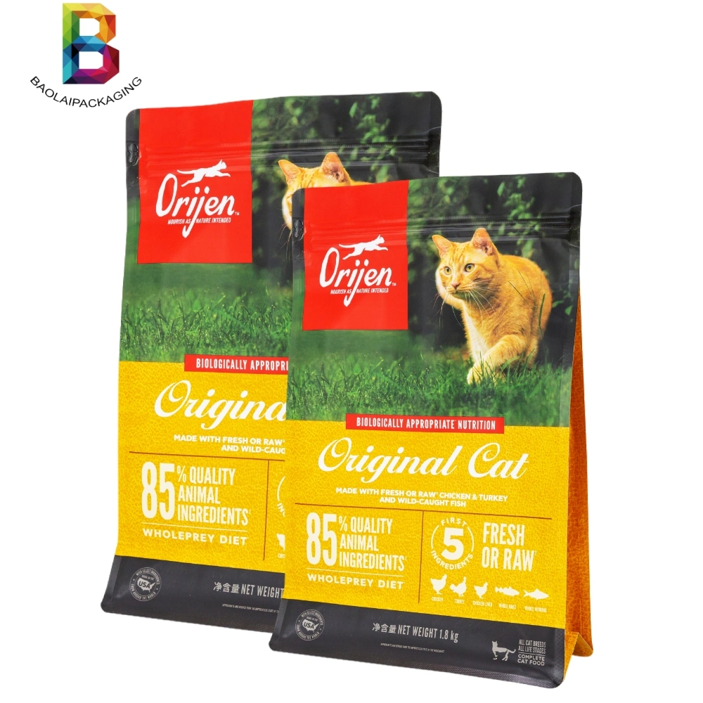 Factory Customized Plastic Matt Aluminum Stong Dural Ziplock Packaging Bags Flat Bottom Pet Dog Cat Food Packing Bag