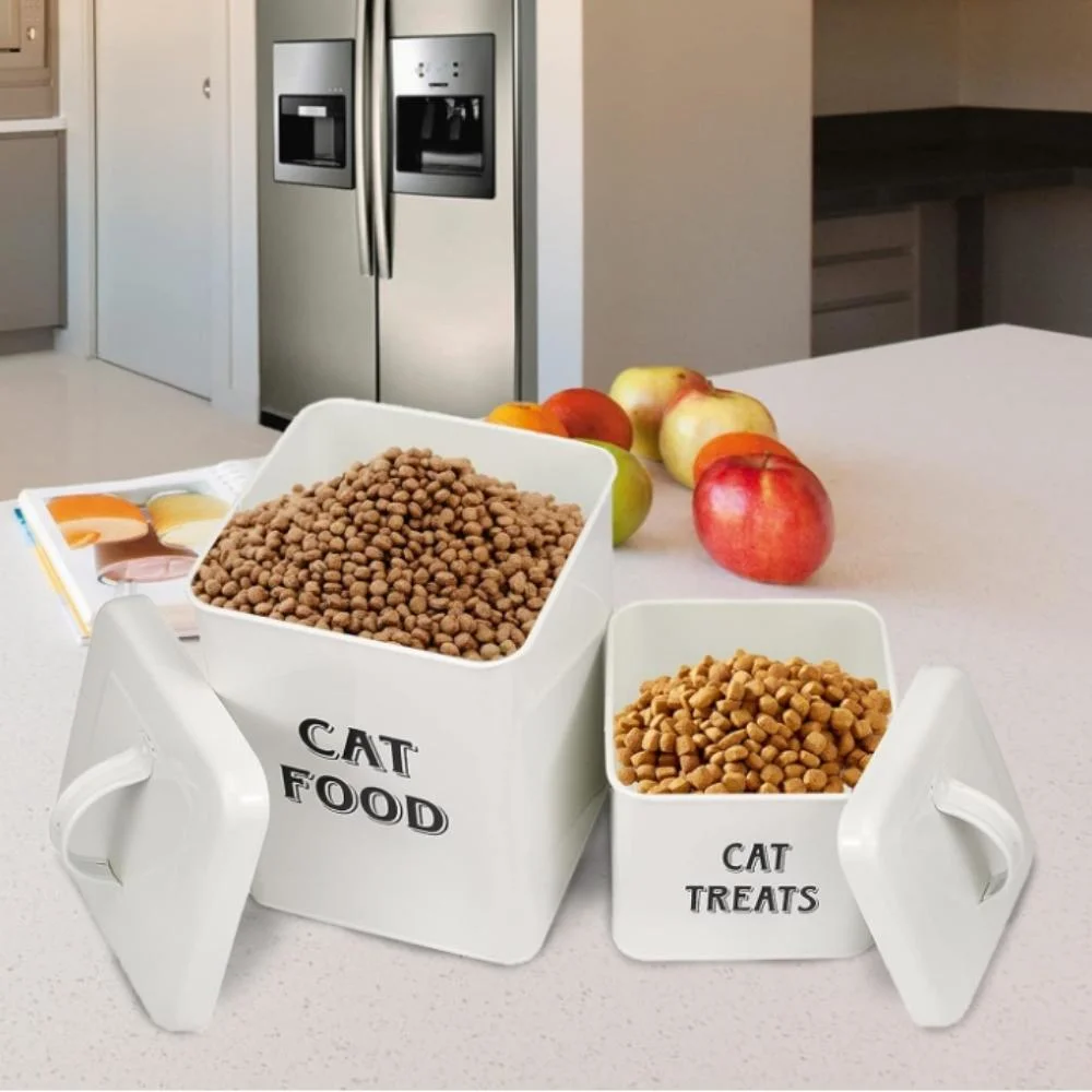 Dog and Cat Food Storage Container Farmhouse Pet Food Treats Holder with Lid and Scoop