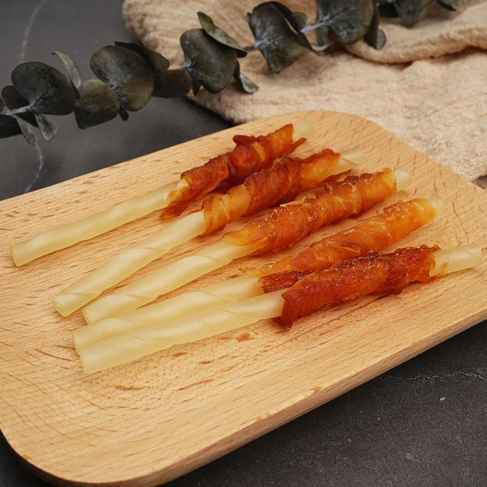 Natural Dried Bleached Rawhide Stick Inner Chicken Jerky Food Dog Snacks Treats for Pet