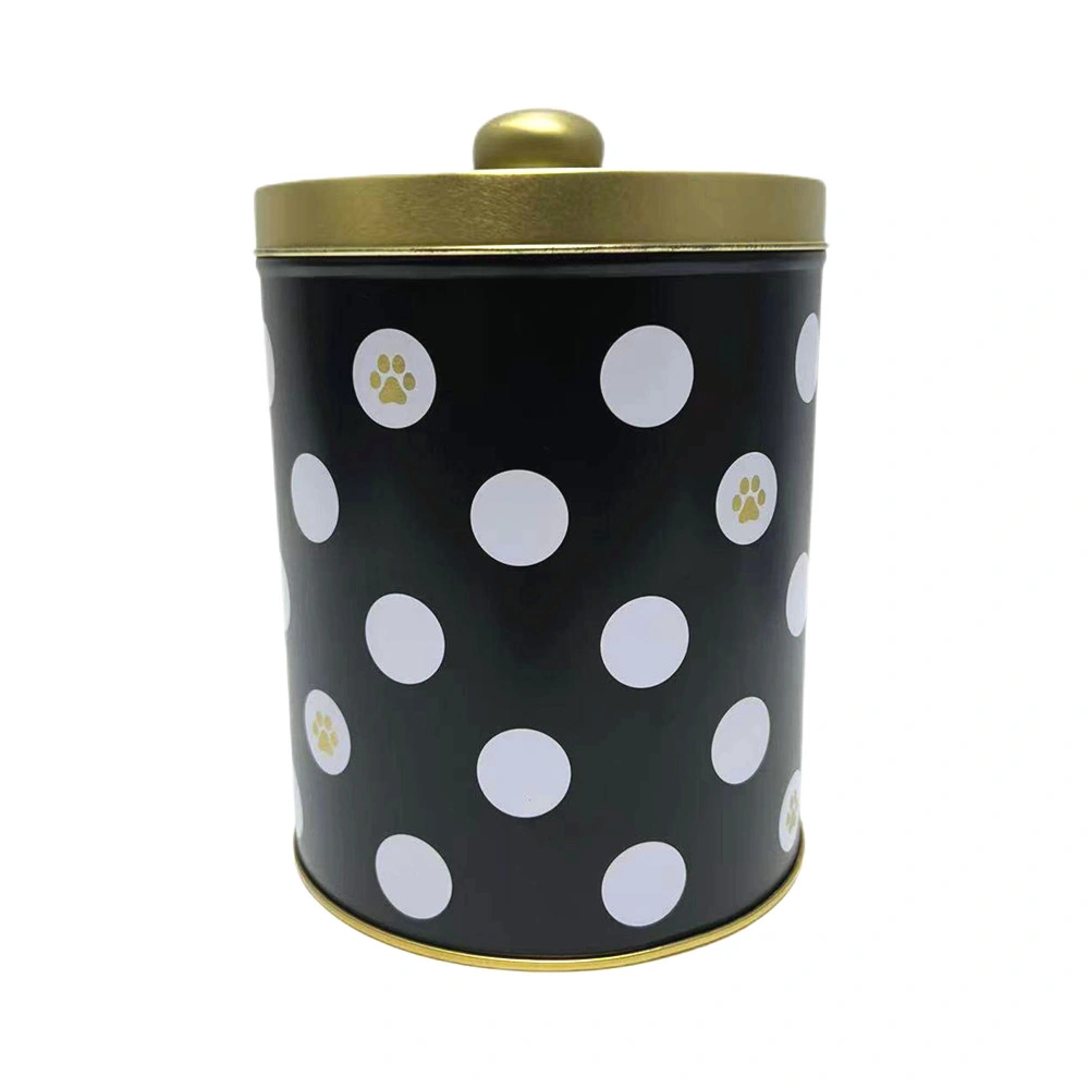 Wholesale Custom Tin Can Packaging Empty Food Grade Cylinder Shape Tin Box Metal Pet Food Container with Lid