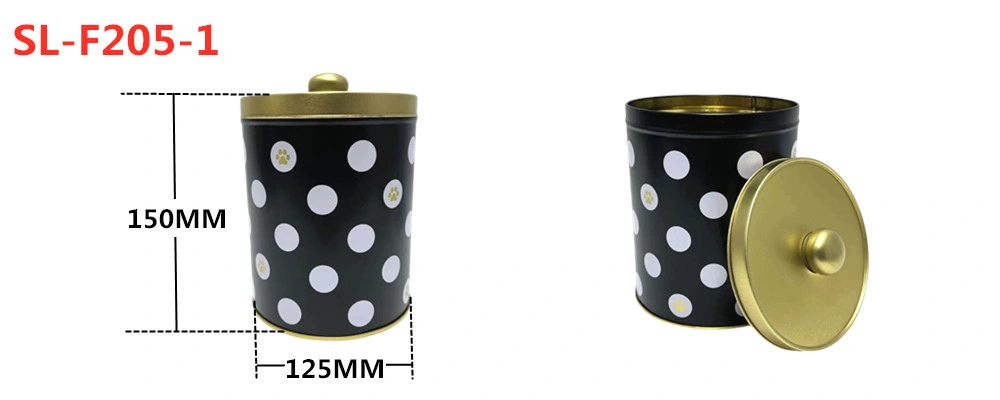 Wholesale Custom Tin Can Packaging Empty Food Grade Cylinder Shape Tin Box Metal Pet Food Container with Lid