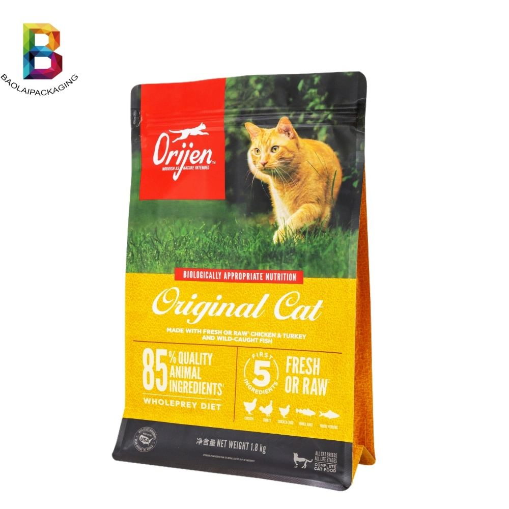 Factory Customized Plastic Matt Aluminum Stong Dural Ziplock Packaging Bags Flat Bottom Pet Dog Cat Food Packing Bag