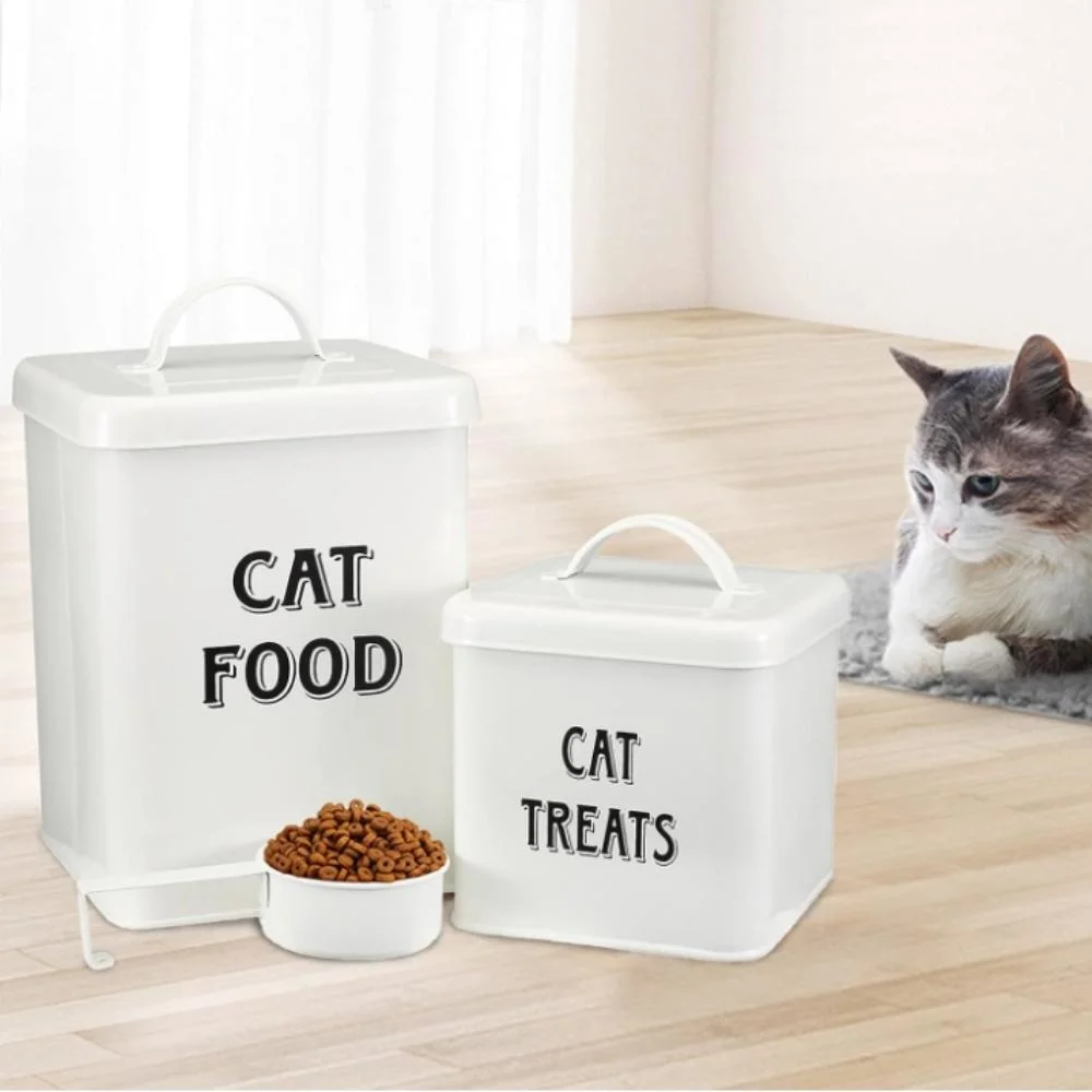 Dog and Cat Food Storage Container Farmhouse Pet Food Treats Holder with Lid and Scoop
