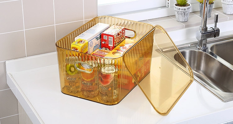 Household Large Capacity Pet Fridge Freezer Organizer Snack Fruit Clear Plastic Kitchen Food Storage Bin with Lid