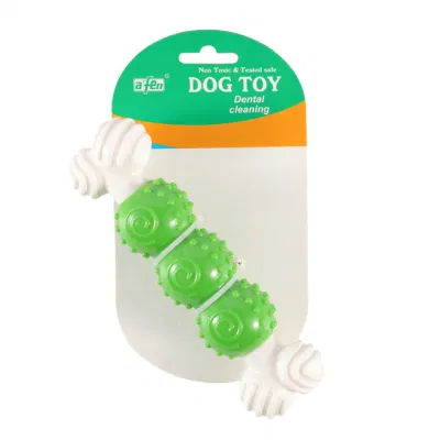 La nueva mascota de Venta caliente Amazon Toys perro de color verde el cepillo de dientes limpiar los dientes molares persistente