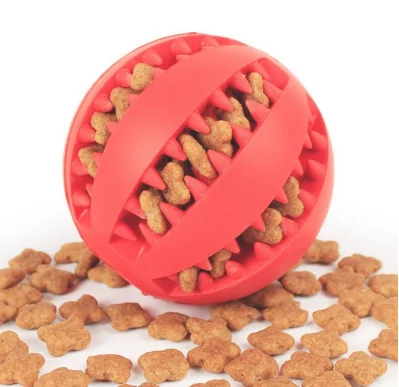 Pelota de goma de caucho de juguete para perros Mascotas Mascotas juguetes Chew Toy Pet bocadillos de comida de perro de bola de fugas