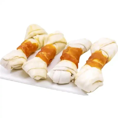 Varios bocadillos dentales para mascotas Rawhide Knotted Bone Dog Treats