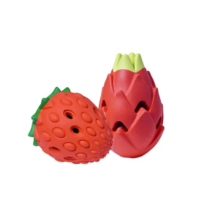  Resistente Frutas de caucho en forma de mascota Chew Perro de comida escamosa juguete Dispensador de tratamiento para perros