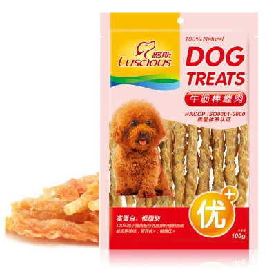 Pechuga de pollo de moq baja Jerky Puppy Entrenamiento dientes bocadillos 100g Trata de mascotas