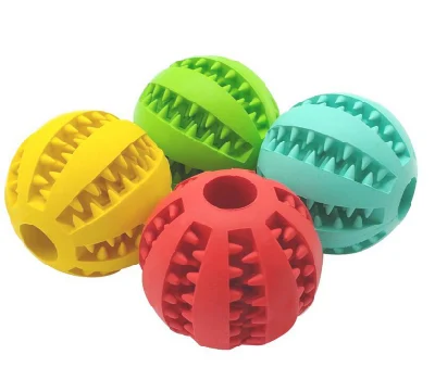 Pelota de goma de caucho de juguete para perros Mascotas Mascotas juguetes Chew Toy Pet bocadillos de comida de perro de bola de fugas