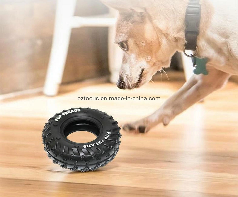 Dog Pet Chew Tires, Durable Natural Rubber Chew Resistant Toy Treat Feeder Dispenser, Dogs Teeth Cleaning Toy, Dog Playing Interaction Iq Training Wbb12784