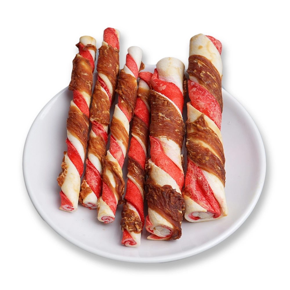 Duck/Crab Wrapped Rawhide Twist Sticks Dog Treats Dog Snacks Pet Food Dry Dog Food