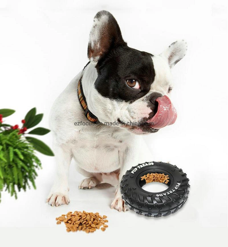 Dog Pet Chew Tires, Durable Natural Rubber Chew Resistant Toy Treat Feeder Dispenser, Dogs Teeth Cleaning Toy, Dog Playing Interaction Iq Training Wbb12784