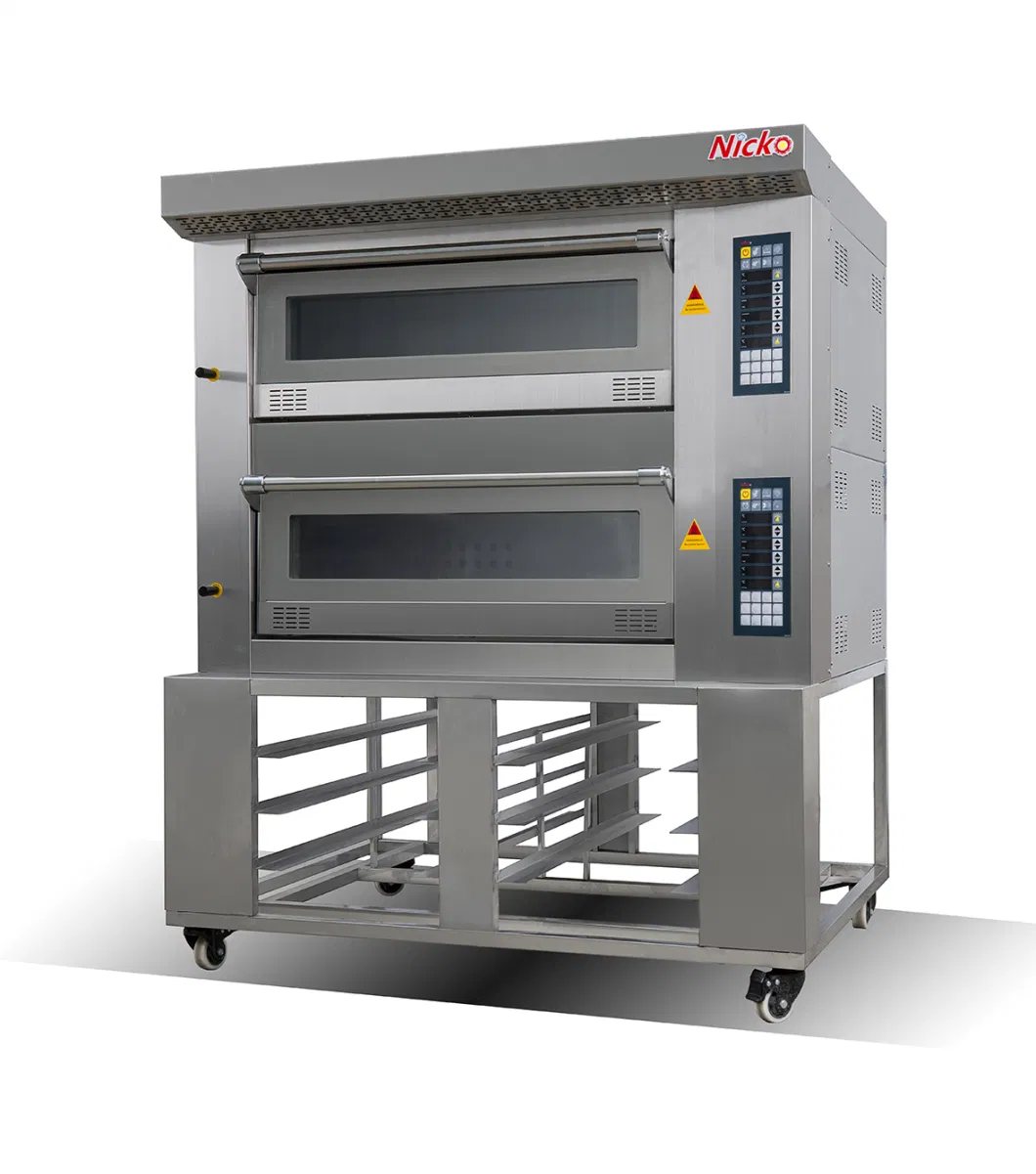 2 Deck 4 Trays, 3 Deck 6/9 Trays, Electric Deck Oven for Bakery Shop Food Factory Super Market for Pie, Pizza, Bread, Taost, Hamburger, Cake, Biscuit, Meat