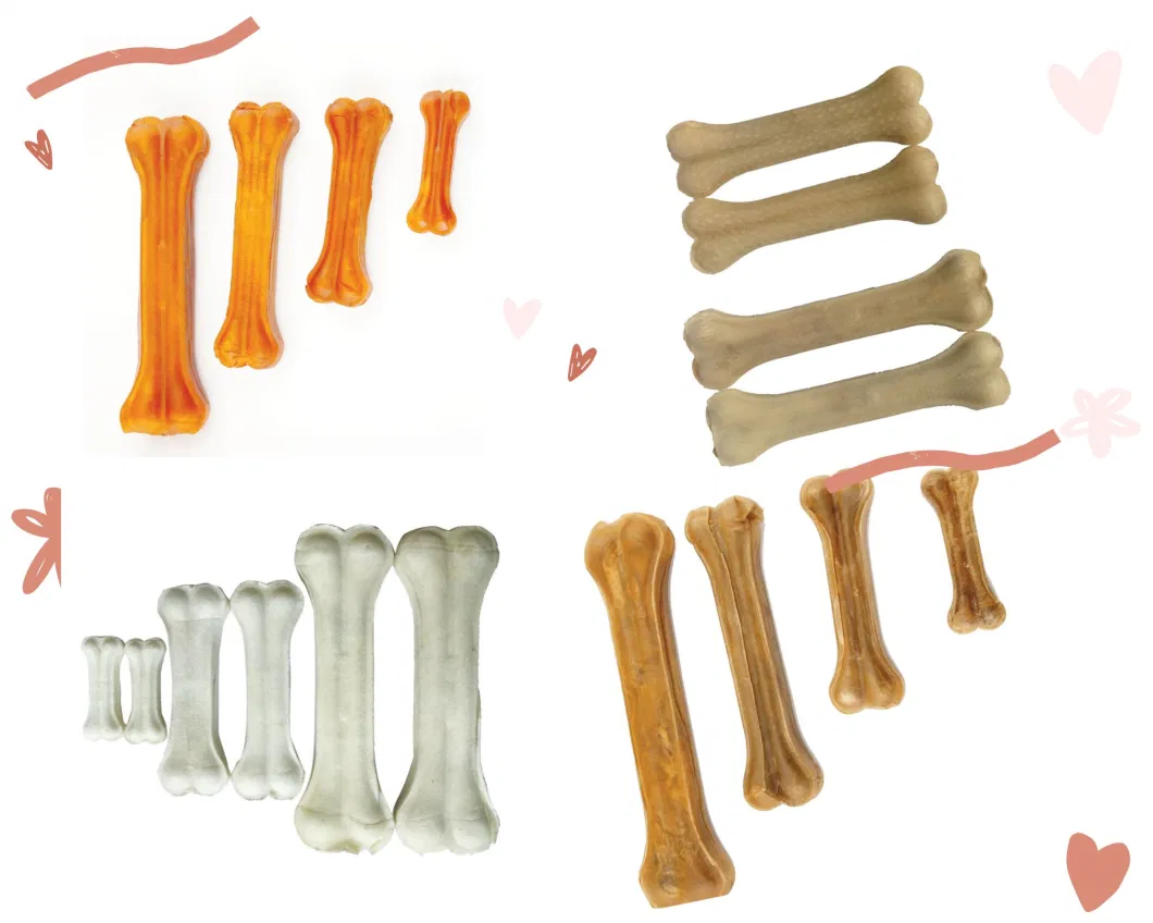 China Pet Treats Manufacture Bleached Rawhide Pressed Bone Dog Snacks Calcium Nourishing Teeth Cleaning