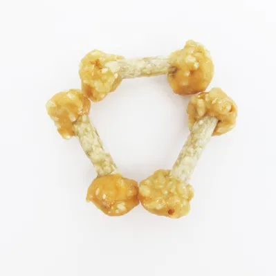 Super proteine buona palatabilità Pollo secco costole fittizie Pollo gamba Dumbbells cibo per animali Dog Chew Toy Treat snack