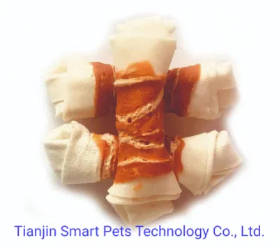  Bianco Rawhide Knot twined da salmone marmorizzato gatto cane animale domestico Accessori per alimenti