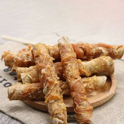  4 PZ/sacchetto PET Food snack Pollo Wrap pigskin molar cane snack Miyi024