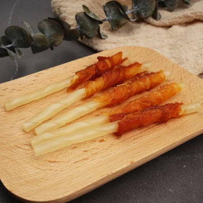  Naturale secco sbiancato bastone di rawhide interna pollo Jerky Food Dog Spuntini per animali domestici