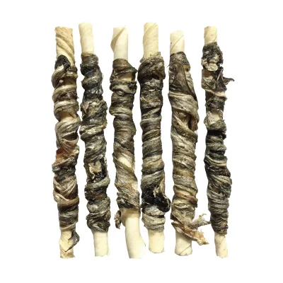  Animali domestici snack cane Pesce pelli avvolge Rawhide Twist cane snack