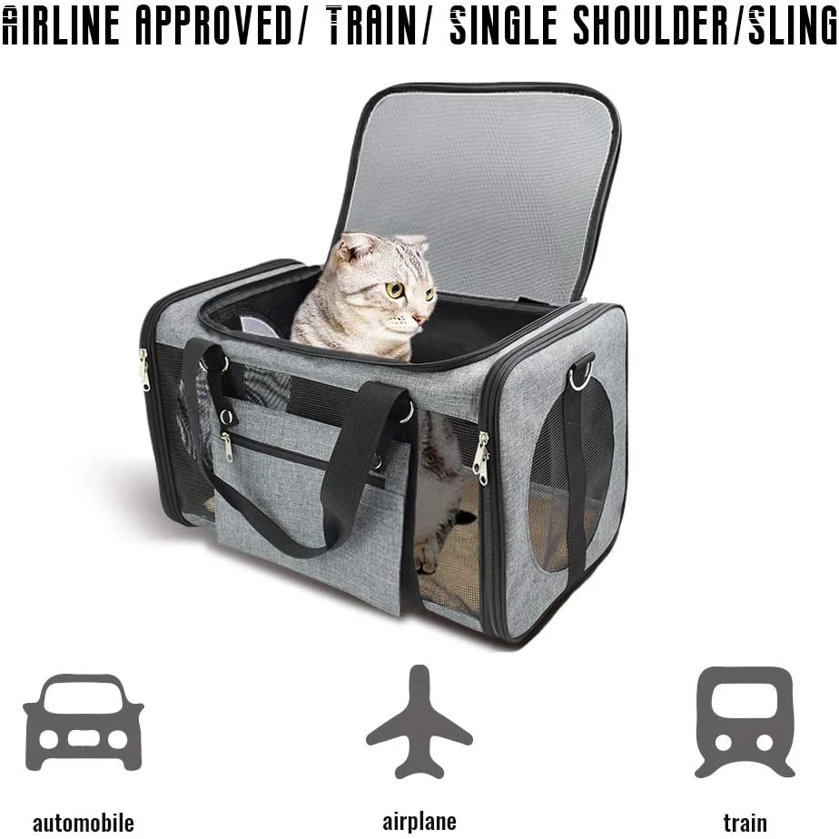 Airline Approved Pet Carrier Soft-Sided Dog Carrier for Small Medium Pets Portable Cat Carrier with Pouch for Meds and Treats