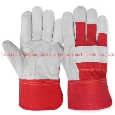 Goat Cowhide Leather Double Palm Gardening Work Glove