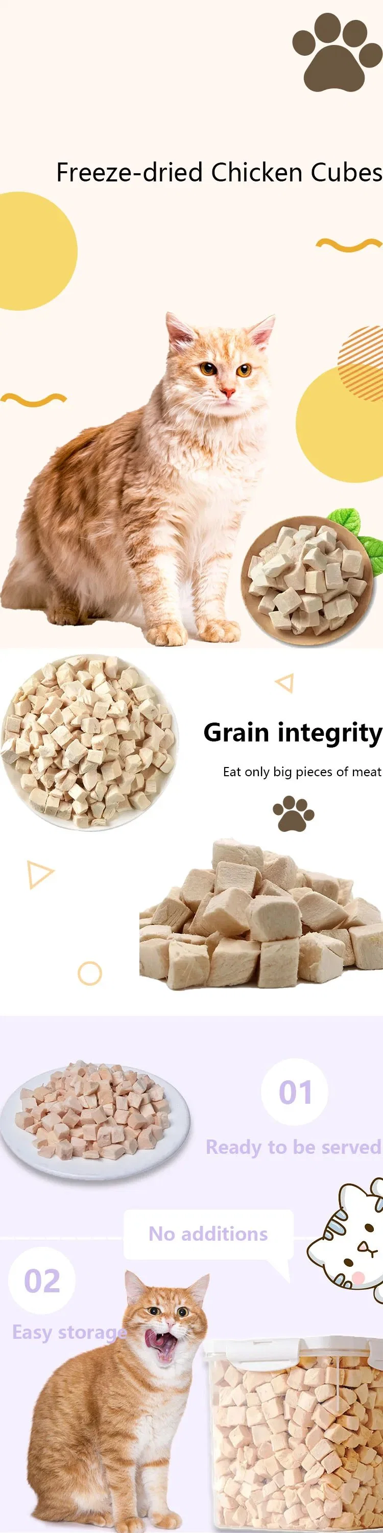 OEM Wholesale Pet Snack Freeze Dried Chicken Duck Cat Dog Food Cube