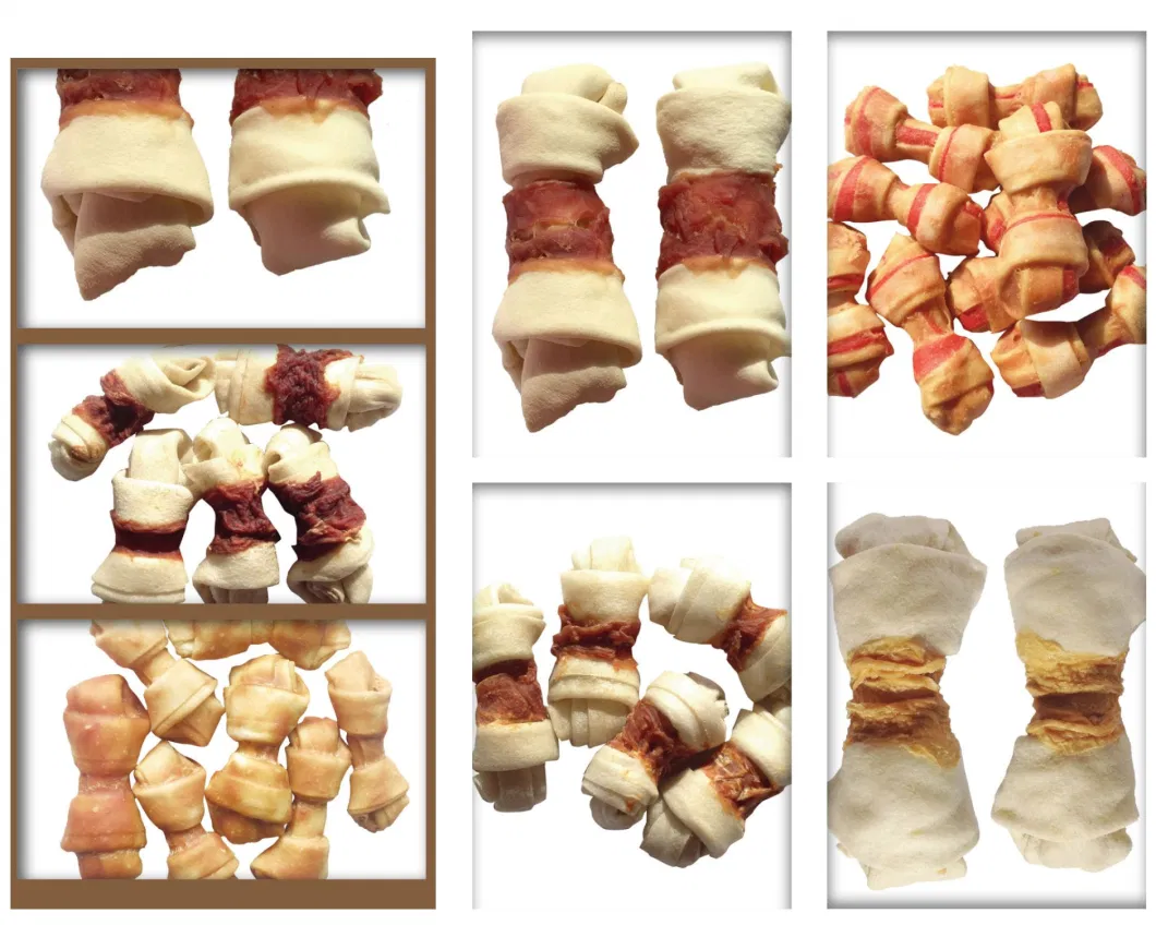 10&quot; Duck Wraps Expanded Rawhide Knotted Bone Pet Snacks for Puppy Training