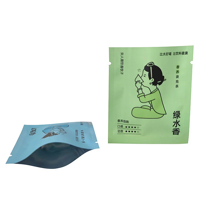 100% Food Grade Custom Logo Wholesale Foil Plastic Flat Tea Sachet Packaging Powder Tea Bags Coffee Pouch