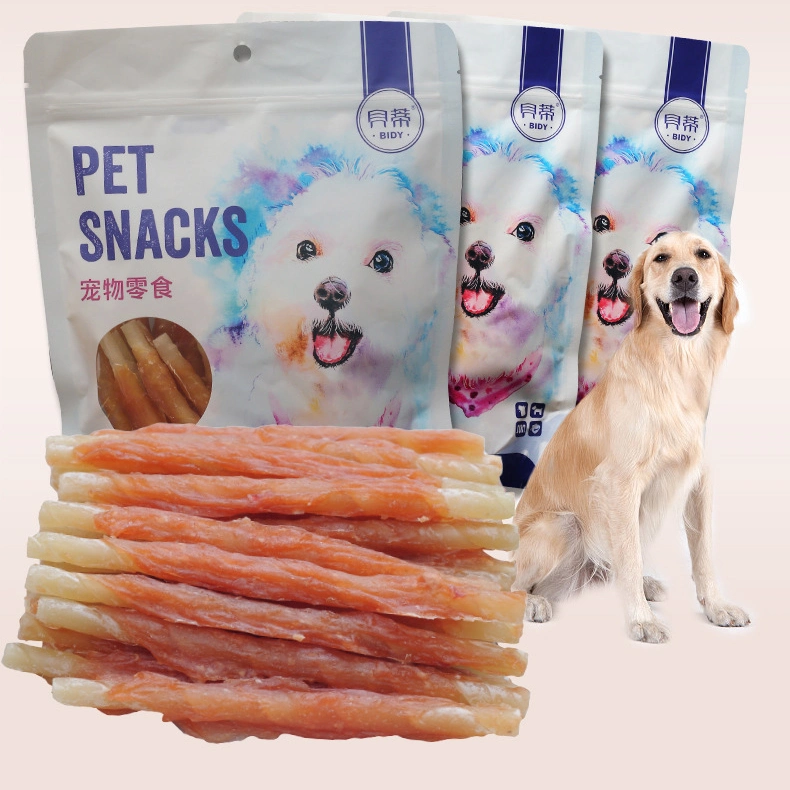 Factory Direct Sales Wholesale Dog Snack Chicken Around Cowhide Roll Pet Food Chicken Breast Jerky Meat Stick Dayi008