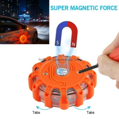 High Quality 6 Packing Emergency Lamps Road Side Traffic Disc Flare 9 Mode Flashing Strobe Caution Signal Lamp Portable LED Warning Beacon Light